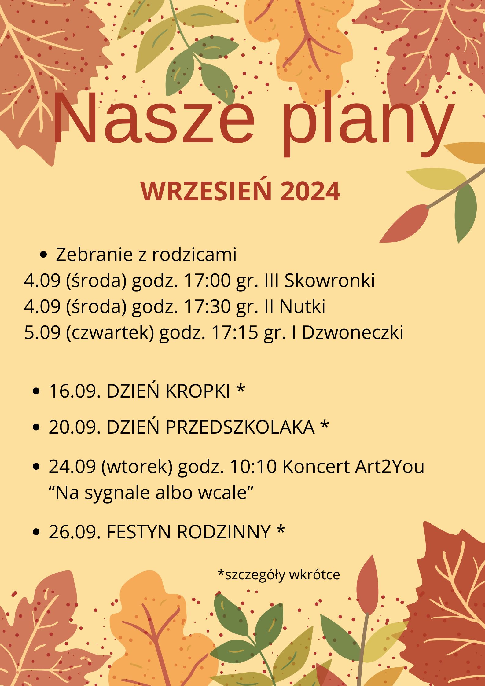 nasze plany na wrzesień 2024